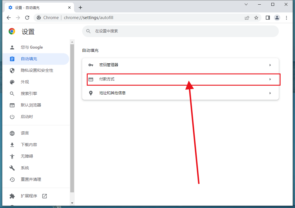 谷歌浏览器付款方式怎么设置