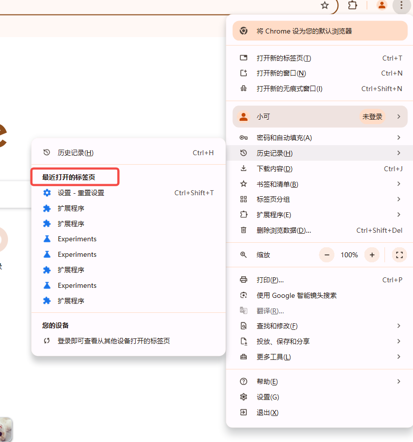 如何恢复Chrome浏览器的已关闭标签页3