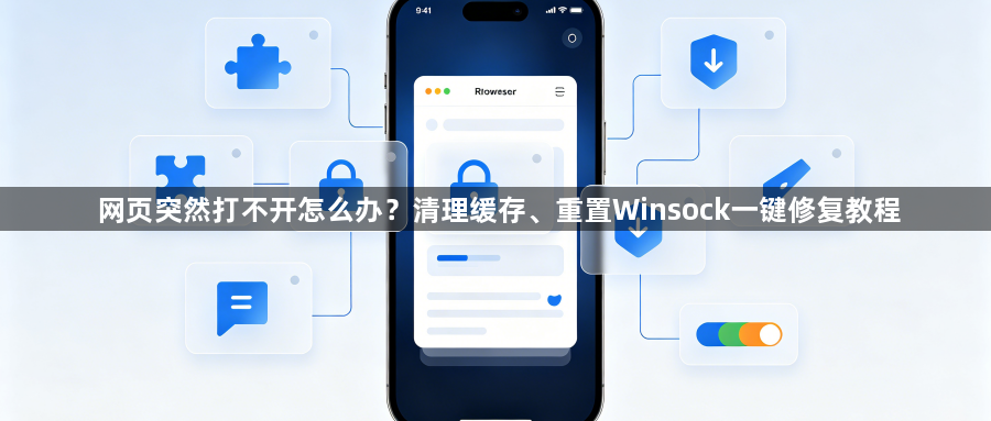 网页突然打不开怎么办？清理缓存、重置Winsock一键修复教程1