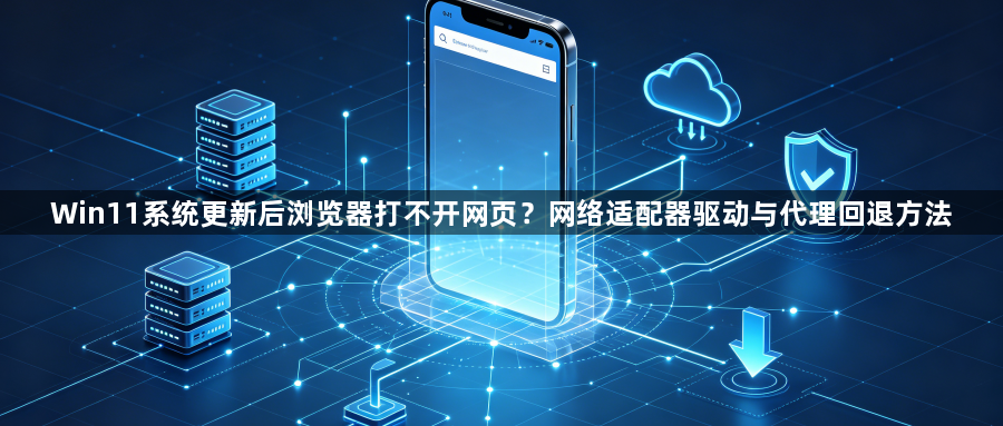 Win11系统更新后浏览器打不开网页?网络适配器驱动与代理回退方法1